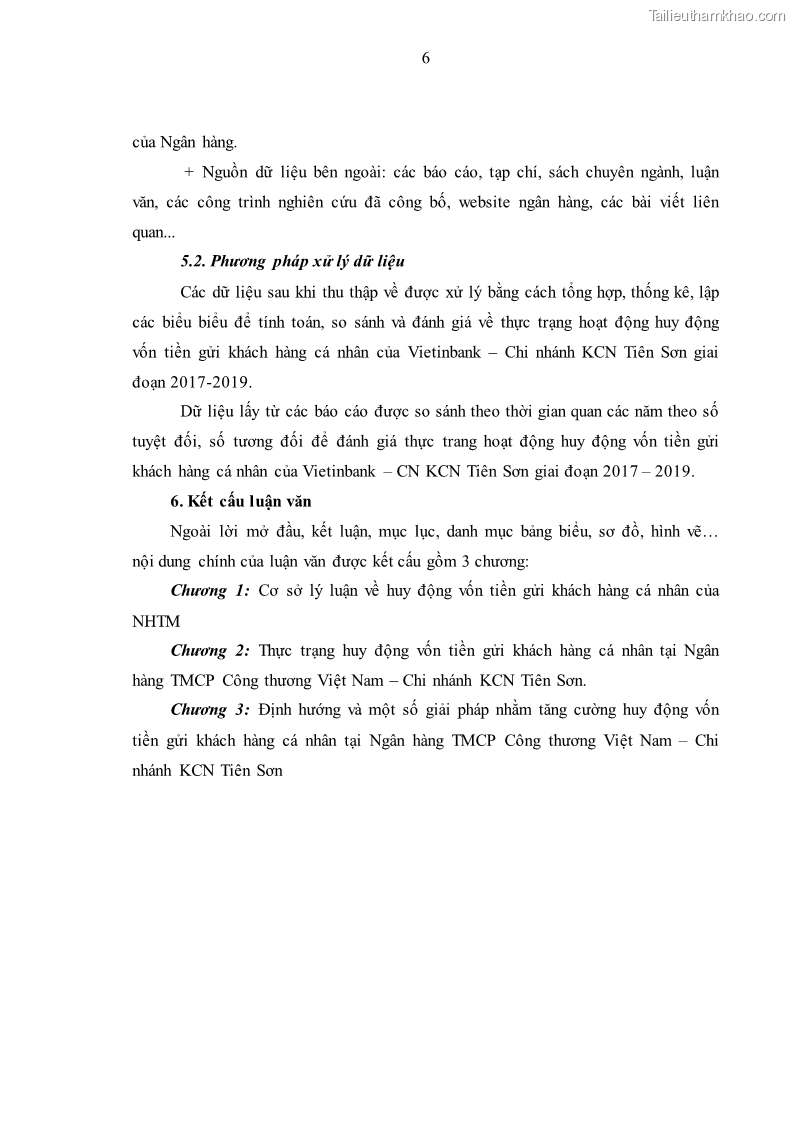 Luận văn thạc sĩ kinh tế Huy động vốn tiền gửi khách hàng cá nhân tại Ngân hàng TMCP Công thương VN – CN KCN Tiên Sơn - 2 Trang 16