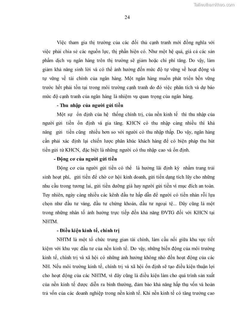 Luận văn thạc sĩ kinh tế Huy động vốn tiền gửi khách hàng cá nhân tại Ngân hàng TMCP Công thương VN – CN KCN Tiên Sơn - 3 Trang 34