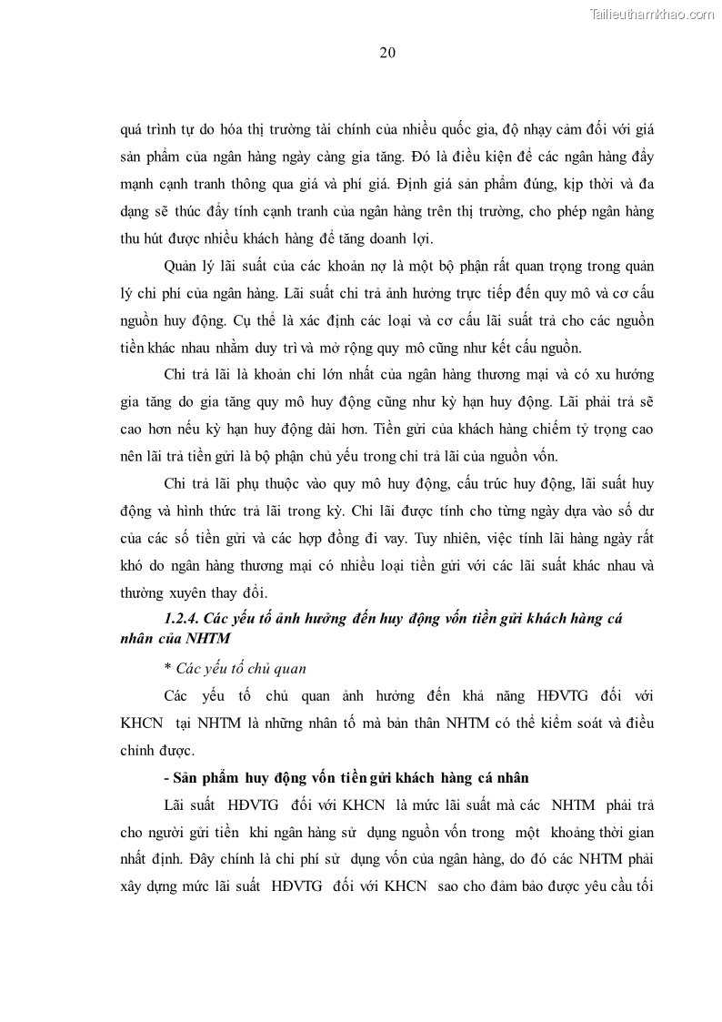 Luận văn thạc sĩ kinh tế Huy động vốn tiền gửi khách hàng cá nhân tại Ngân hàng TMCP Công thương VN – CN KCN Tiên Sơn - 3 Trang 30
