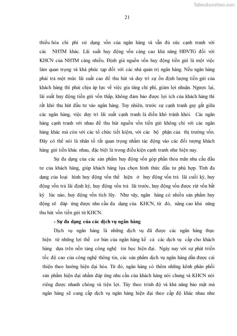 Luận văn thạc sĩ kinh tế Huy động vốn tiền gửi khách hàng cá nhân tại Ngân hàng TMCP Công thương VN – CN KCN Tiên Sơn - 3 Trang 31
