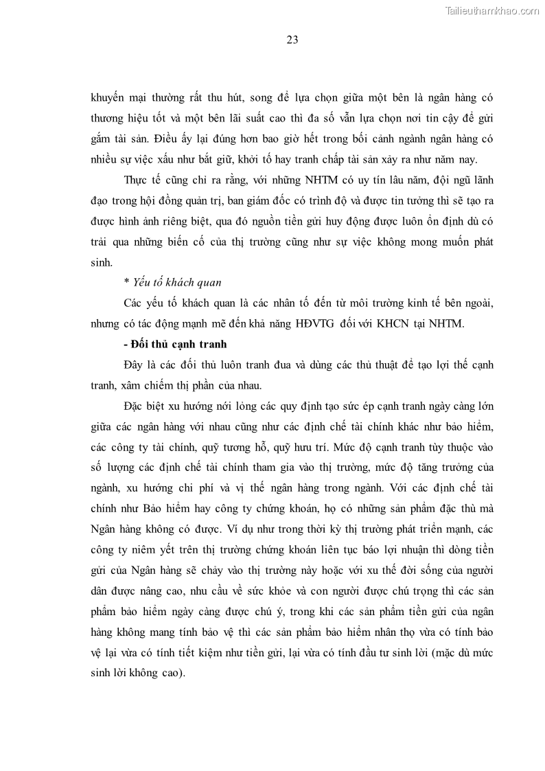 Luận văn thạc sĩ kinh tế Huy động vốn tiền gửi khách hàng cá nhân tại Ngân hàng TMCP Công thương VN – CN KCN Tiên Sơn - 3 Trang 33
