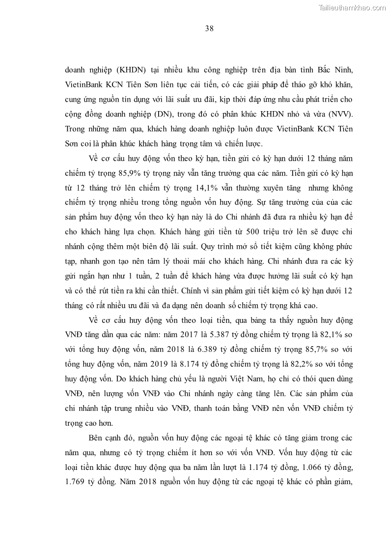 Luận văn thạc sĩ kinh tế Huy động vốn tiền gửi khách hàng cá nhân tại Ngân hàng TMCP Công thương VN – CN KCN Tiên Sơn - 4 Trang 48