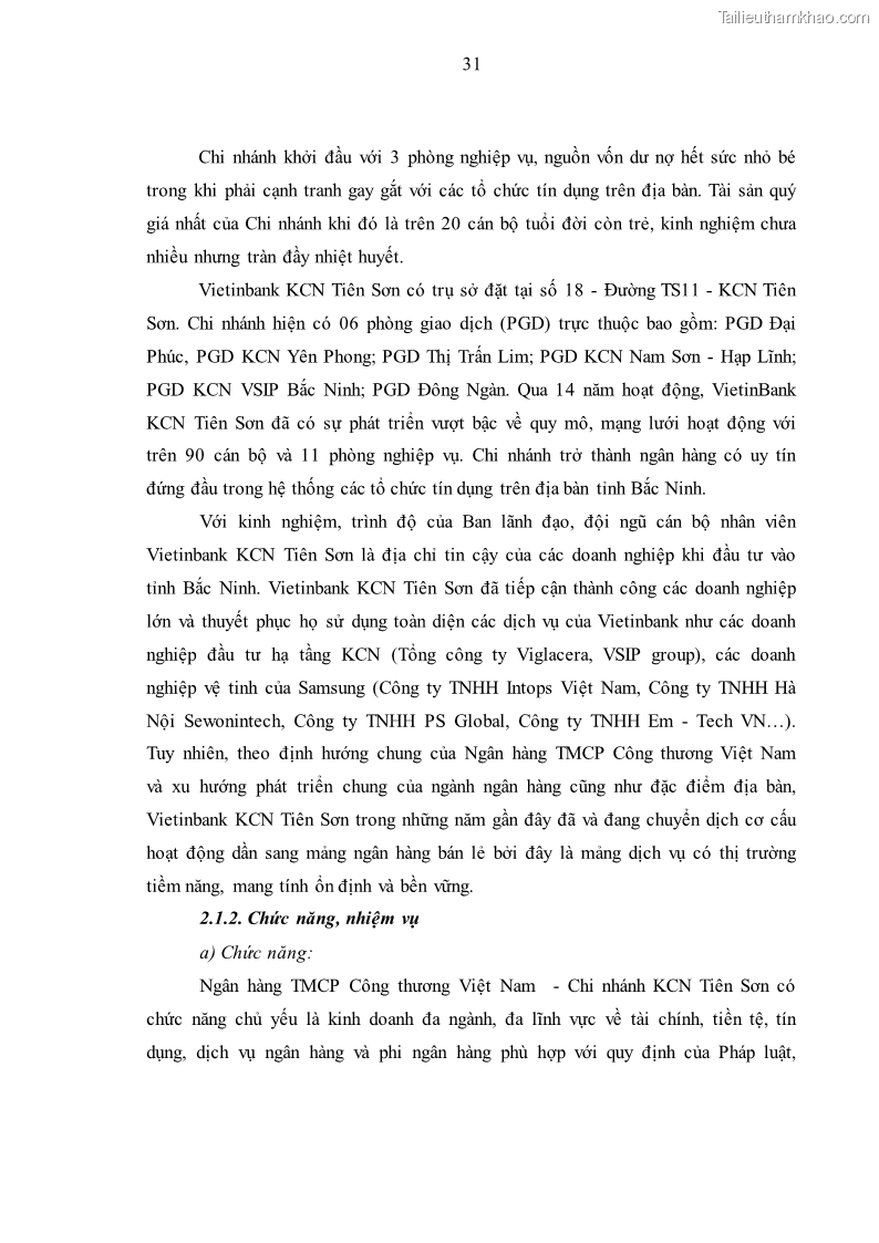 Luận văn thạc sĩ kinh tế Huy động vốn tiền gửi khách hàng cá nhân tại Ngân hàng TMCP Công thương VN – CN KCN Tiên Sơn - 4 Trang 41