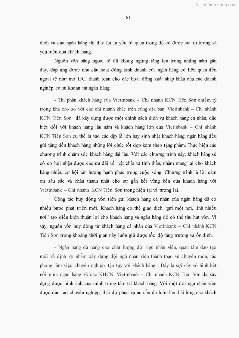 Luận văn thạc sĩ kinh tế Huy động vốn tiền gửi khách hàng cá nhân tại Ngân hàng TMCP Công thương VN – CN KCN Tiên Sơn - 6 Trang 71