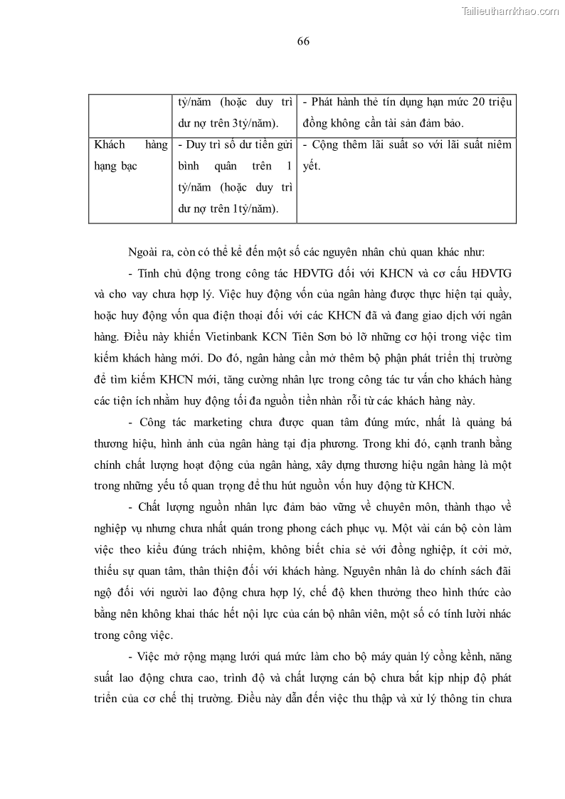 Luận văn thạc sĩ kinh tế Huy động vốn tiền gửi khách hàng cá nhân tại Ngân hàng TMCP Công thương VN – CN KCN Tiên Sơn - 7 Trang 76