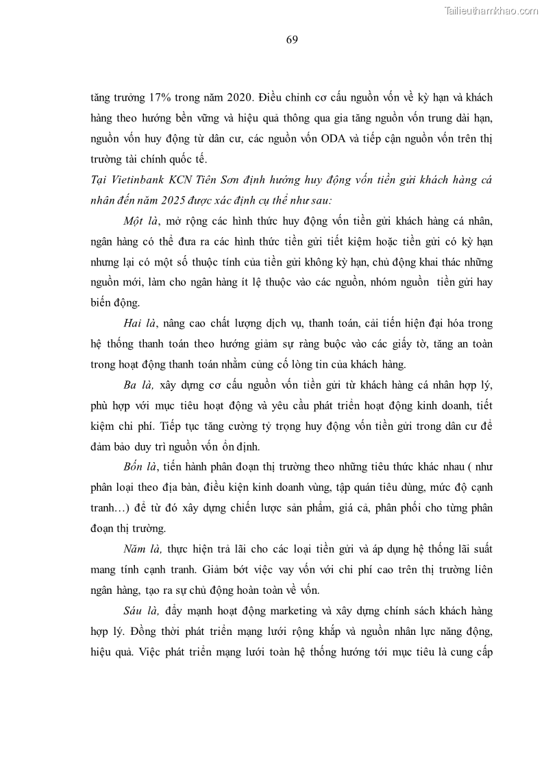Luận văn thạc sĩ kinh tế Huy động vốn tiền gửi khách hàng cá nhân tại Ngân hàng TMCP Công thương VN – CN KCN Tiên Sơn - 7 Trang 79