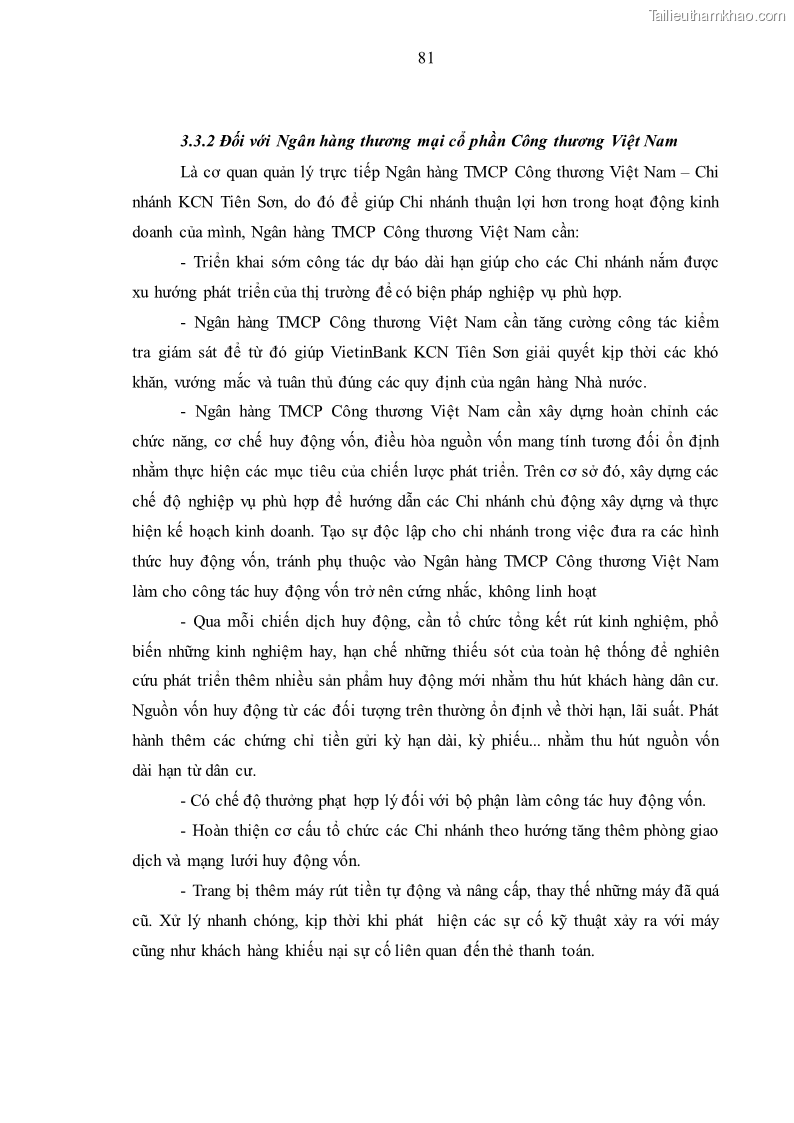 Luận văn thạc sĩ kinh tế Huy động vốn tiền gửi khách hàng cá nhân tại Ngân hàng TMCP Công thương VN – CN KCN Tiên Sơn - 8 Trang 91