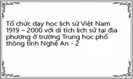 Tổ chức dạy học lịch sử Việt Nam 1919 – 2000 với di tích lịch sử tại địa phương ở trường Trung học phổ thông tỉnh Nghệ An - 2