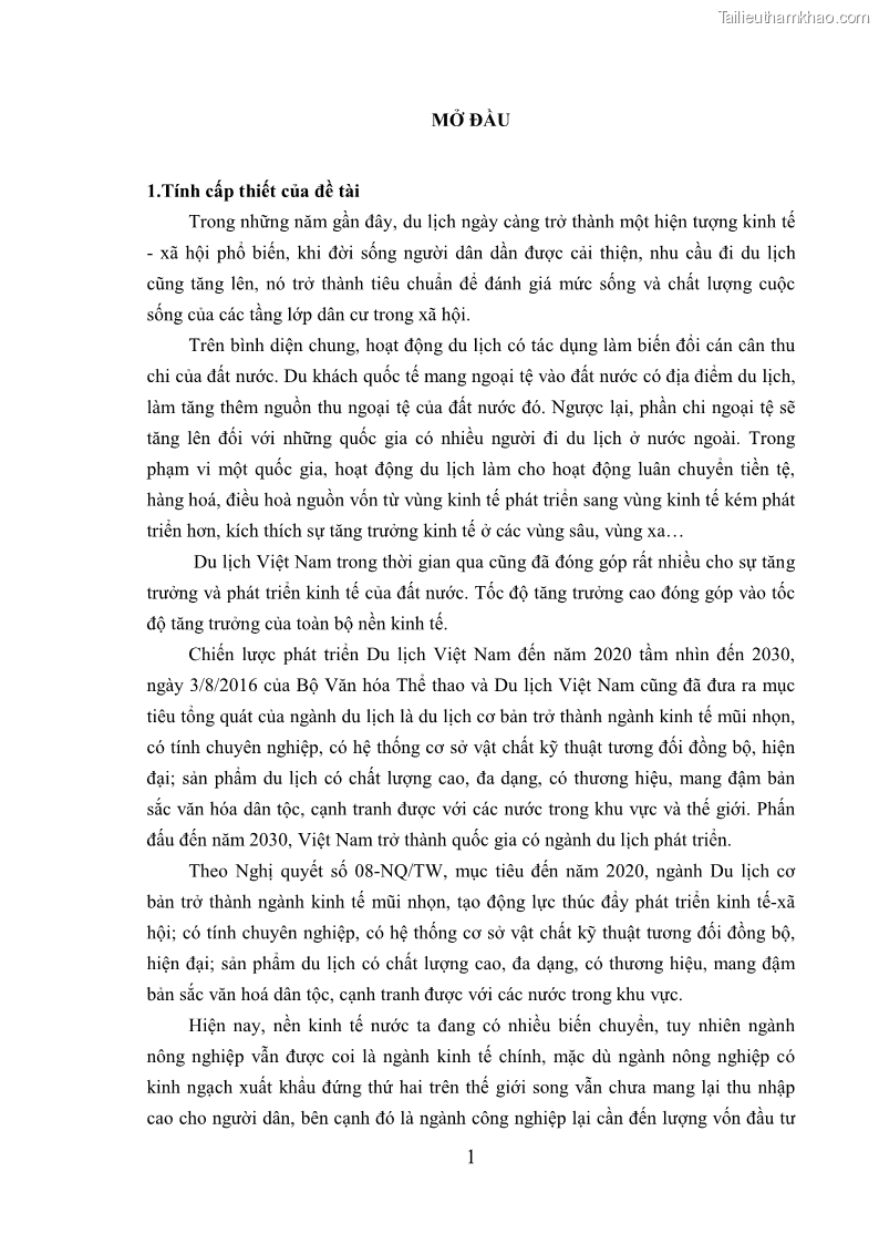 Luận án tiến sĩ kinh tế Phát triển bền vững du lịch tại Thanh Hóa - 1 Trang 11