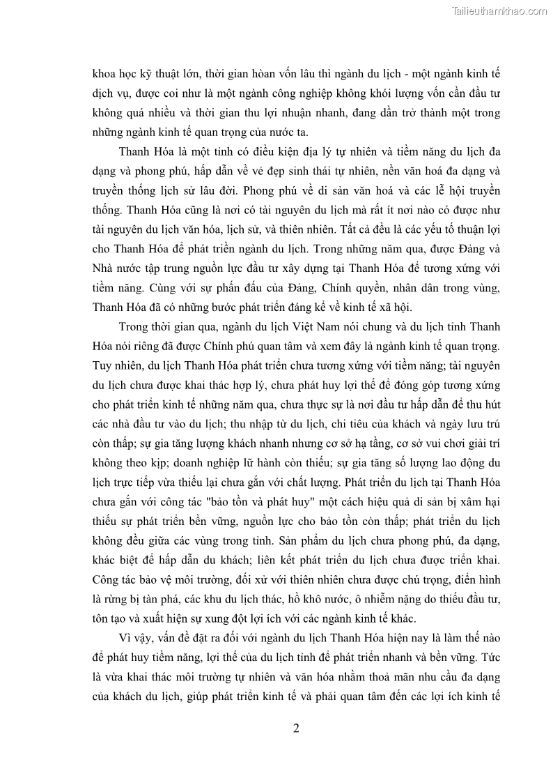 Luận án tiến sĩ kinh tế Phát triển bền vững du lịch tại Thanh Hóa - 1 Trang 12