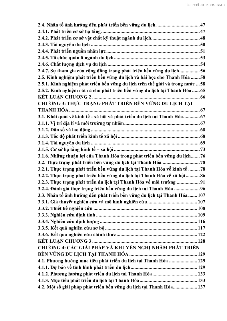 Luận án tiến sĩ kinh tế Phát triển bền vững du lịch tại Thanh Hóa - 1 Trang 5