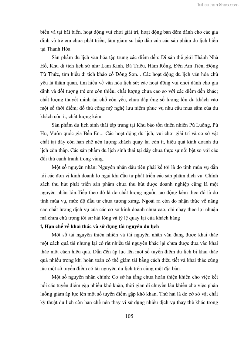 Luận án tiến sĩ kinh tế Phát triển bền vững du lịch tại Thanh Hóa - 10 Trang 115
