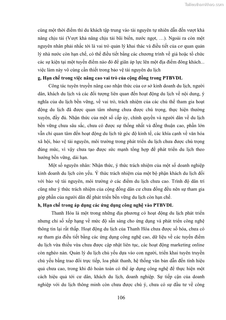 Luận án tiến sĩ kinh tế Phát triển bền vững du lịch tại Thanh Hóa - 10 Trang 116