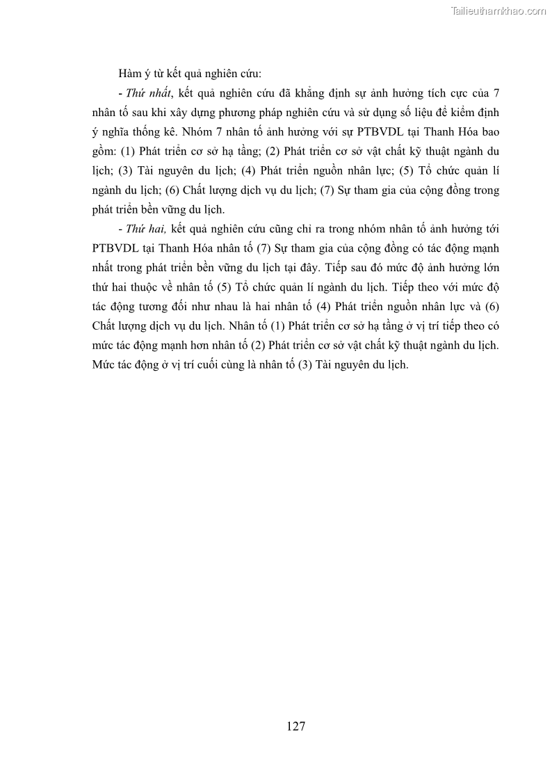 Luận án tiến sĩ kinh tế Phát triển bền vững du lịch tại Thanh Hóa - 12 Trang 137