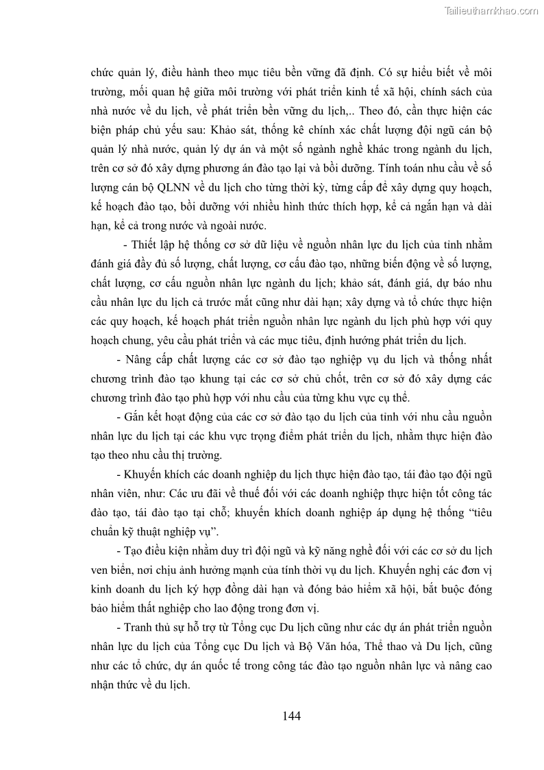 Luận án tiến sĩ kinh tế Phát triển bền vững du lịch tại Thanh Hóa - 13 Trang 154