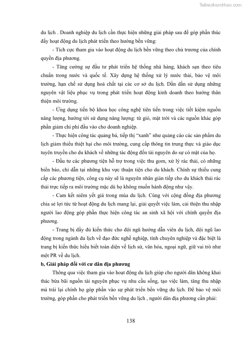 Luận án tiến sĩ kinh tế Phát triển bền vững du lịch tại Thanh Hóa - 13 Trang 148