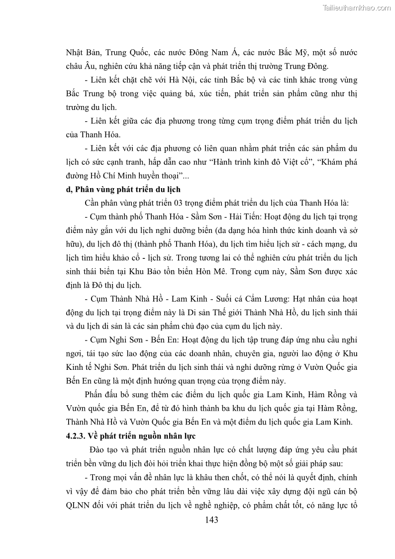 Luận án tiến sĩ kinh tế Phát triển bền vững du lịch tại Thanh Hóa - 13 Trang 153