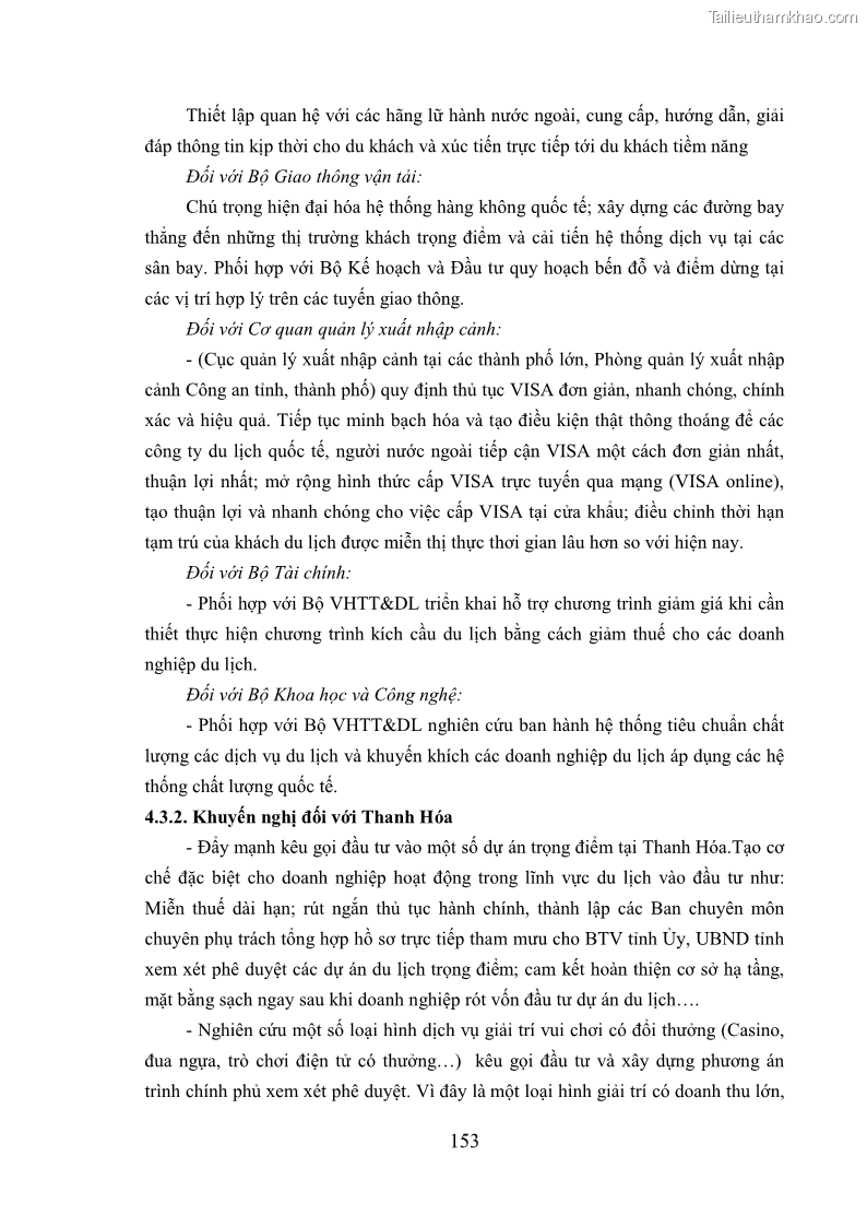 Luận án tiến sĩ kinh tế Phát triển bền vững du lịch tại Thanh Hóa - 14 Trang 163