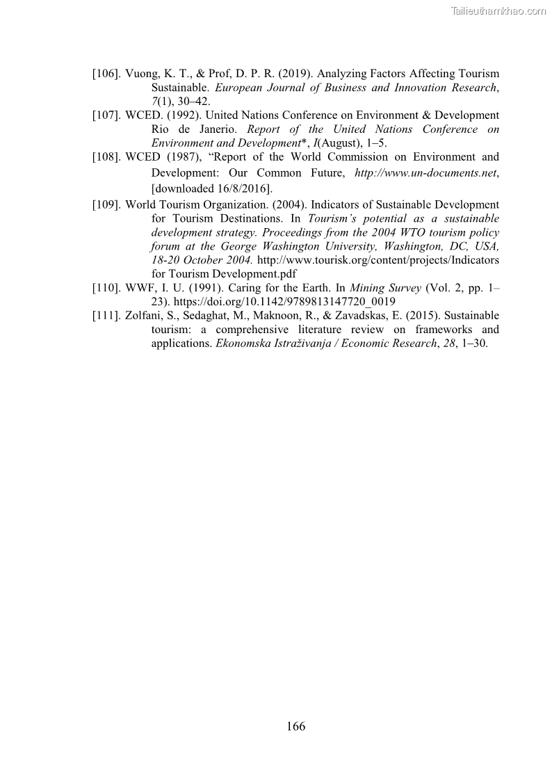 Luận án tiến sĩ kinh tế Phát triển bền vững du lịch tại Thanh Hóa - 15 Trang 176