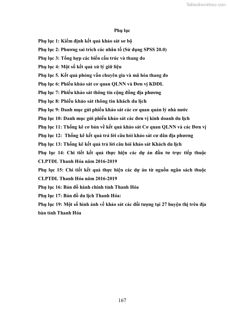 Luận án tiến sĩ kinh tế Phát triển bền vững du lịch tại Thanh Hóa - 15 Trang 177
