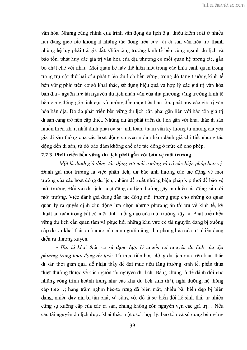Luận án tiến sĩ kinh tế Phát triển bền vững du lịch tại Thanh Hóa - 5 Trang 49