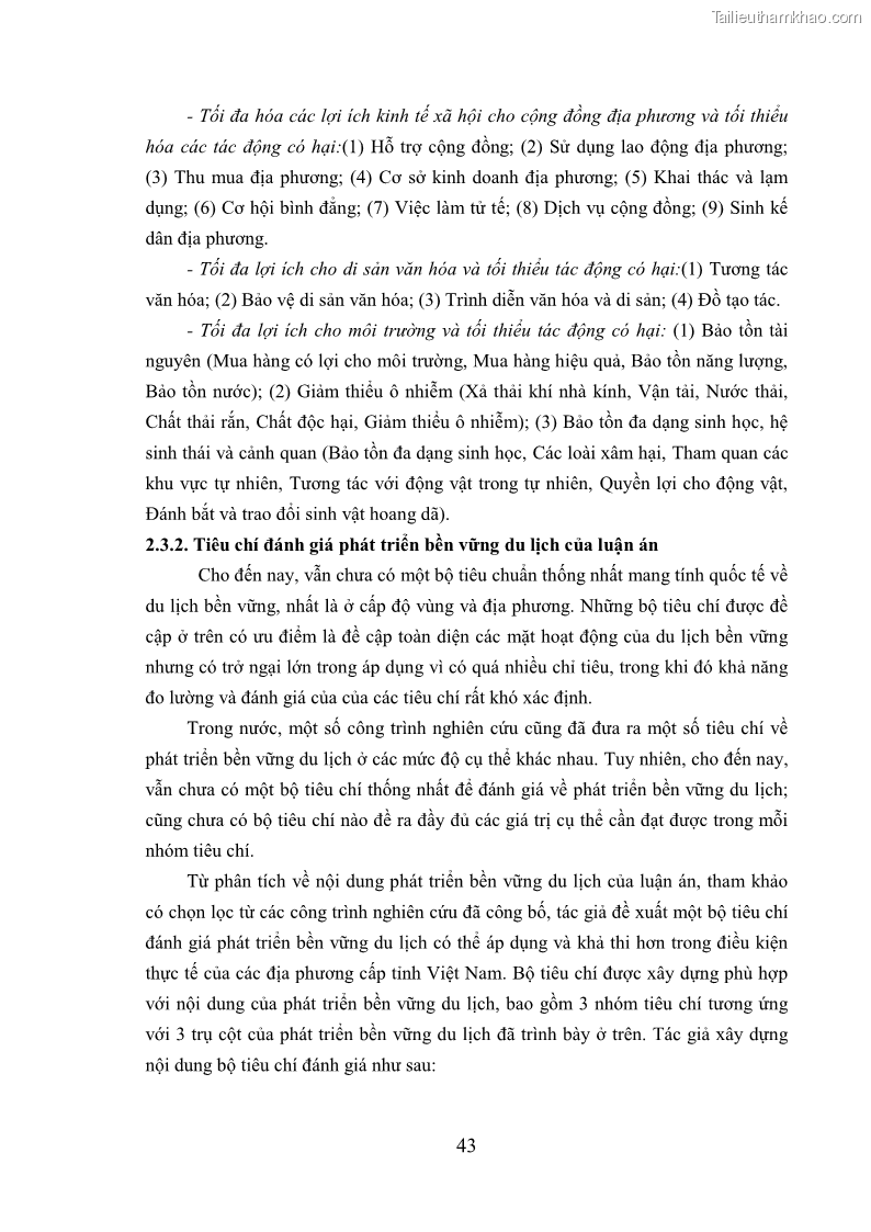 Luận án tiến sĩ kinh tế Phát triển bền vững du lịch tại Thanh Hóa - 5 Trang 53