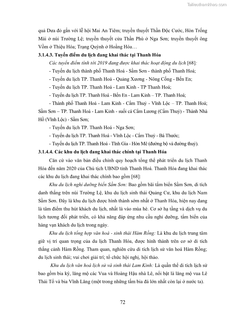 Luận án tiến sĩ kinh tế Phát triển bền vững du lịch tại Thanh Hóa - 7 Trang 82