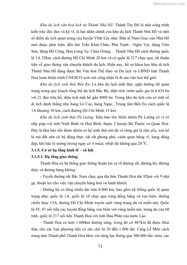 Luận án tiến sĩ kinh tế Phát triển bền vững du lịch tại Thanh Hóa - 7 Trang 83