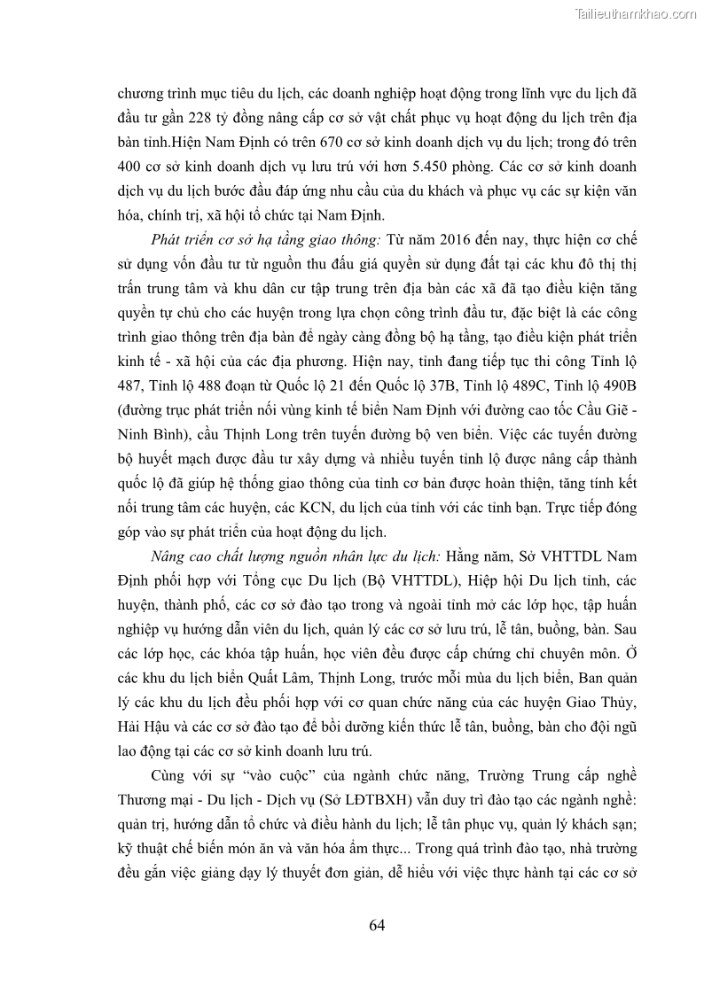 Luận án tiến sĩ kinh tế Phát triển bền vững du lịch tại Thanh Hóa - 7 Trang 74
