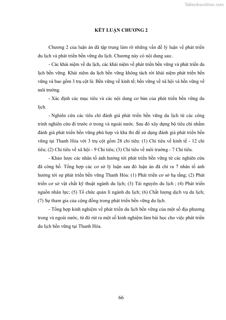 Luận án tiến sĩ kinh tế Phát triển bền vững du lịch tại Thanh Hóa - 7 Trang 76