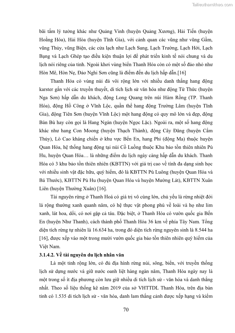 Luận án tiến sĩ kinh tế Phát triển bền vững du lịch tại Thanh Hóa - 7 Trang 80