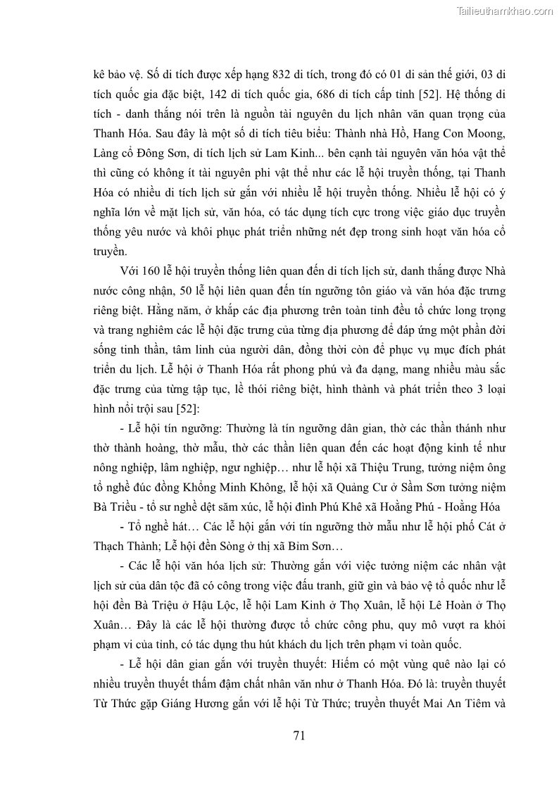 Luận án tiến sĩ kinh tế Phát triển bền vững du lịch tại Thanh Hóa - 7 Trang 81