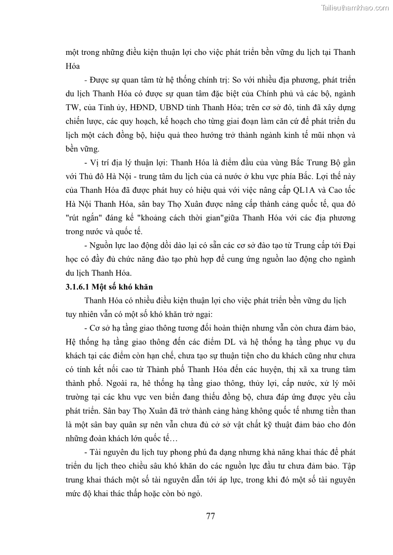 Luận án tiến sĩ kinh tế Phát triển bền vững du lịch tại Thanh Hóa - 8 Trang 87