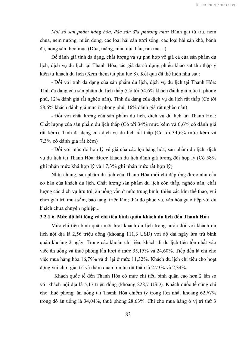 Luận án tiến sĩ kinh tế Phát triển bền vững du lịch tại Thanh Hóa - 8 Trang 93