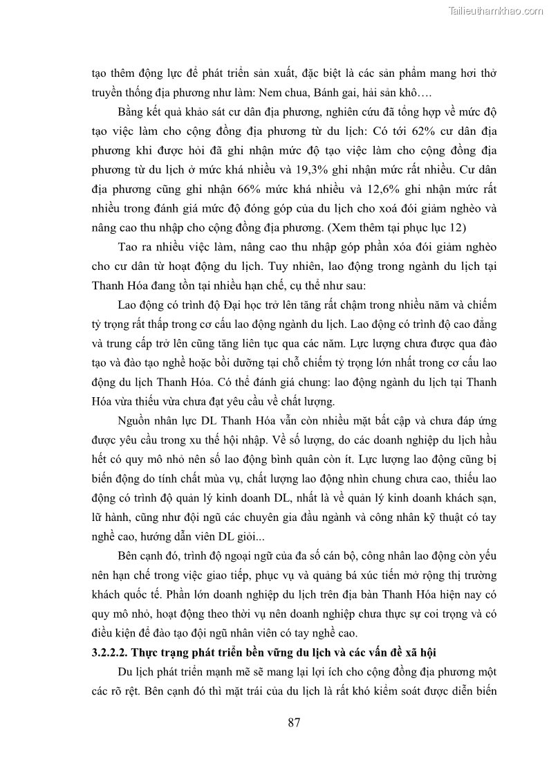 Luận án tiến sĩ kinh tế Phát triển bền vững du lịch tại Thanh Hóa - 9 Trang 97