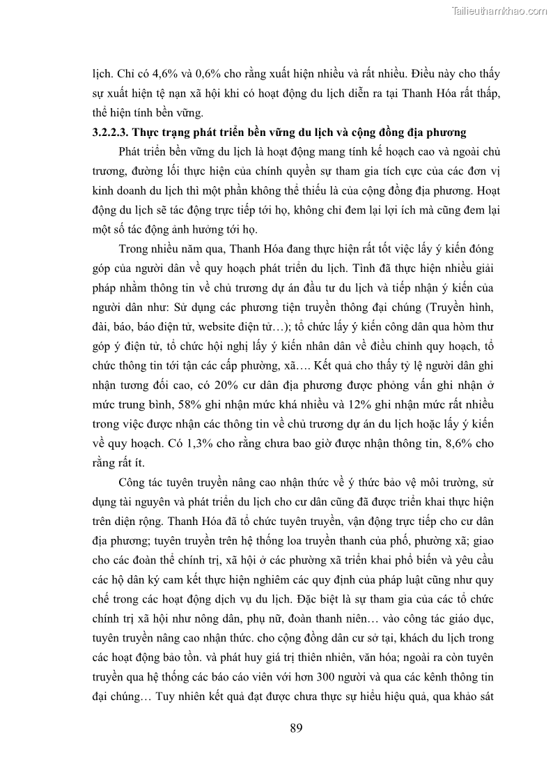 Luận án tiến sĩ kinh tế Phát triển bền vững du lịch tại Thanh Hóa - 9 Trang 99
