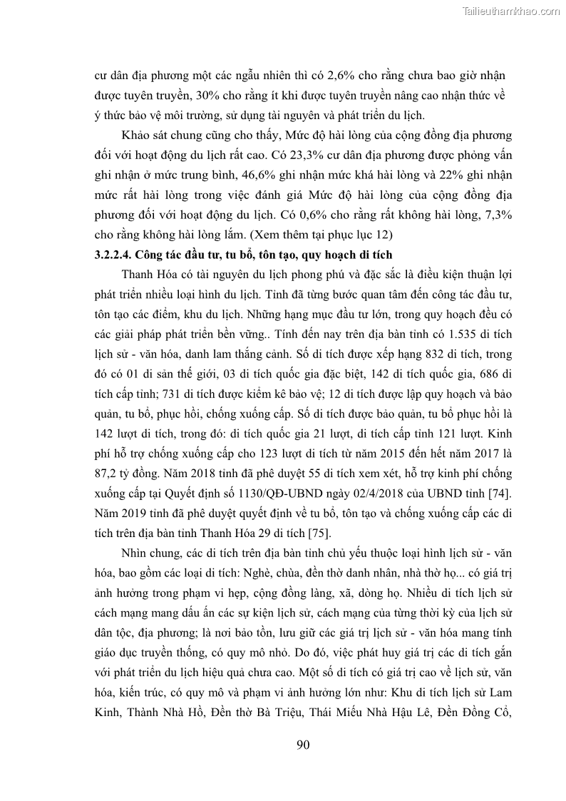Luận án tiến sĩ kinh tế Phát triển bền vững du lịch tại Thanh Hóa - 9 Trang 100