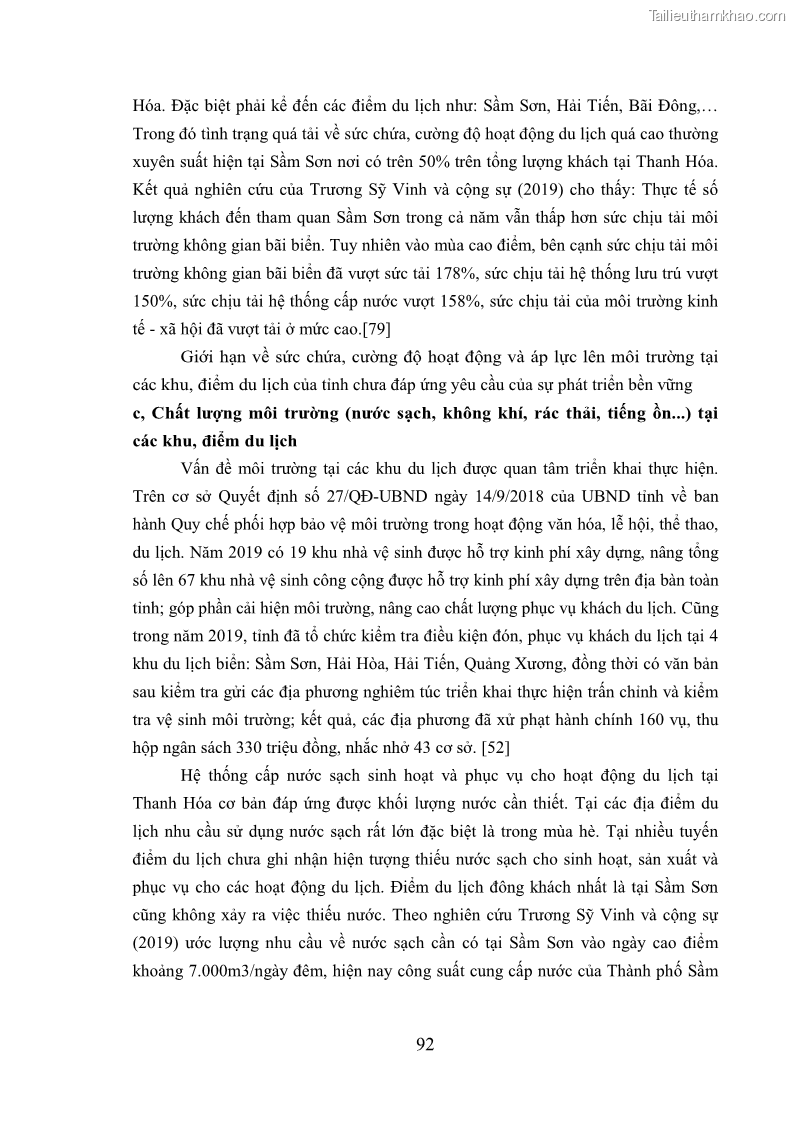 Luận án tiến sĩ kinh tế Phát triển bền vững du lịch tại Thanh Hóa - 9 Trang 102