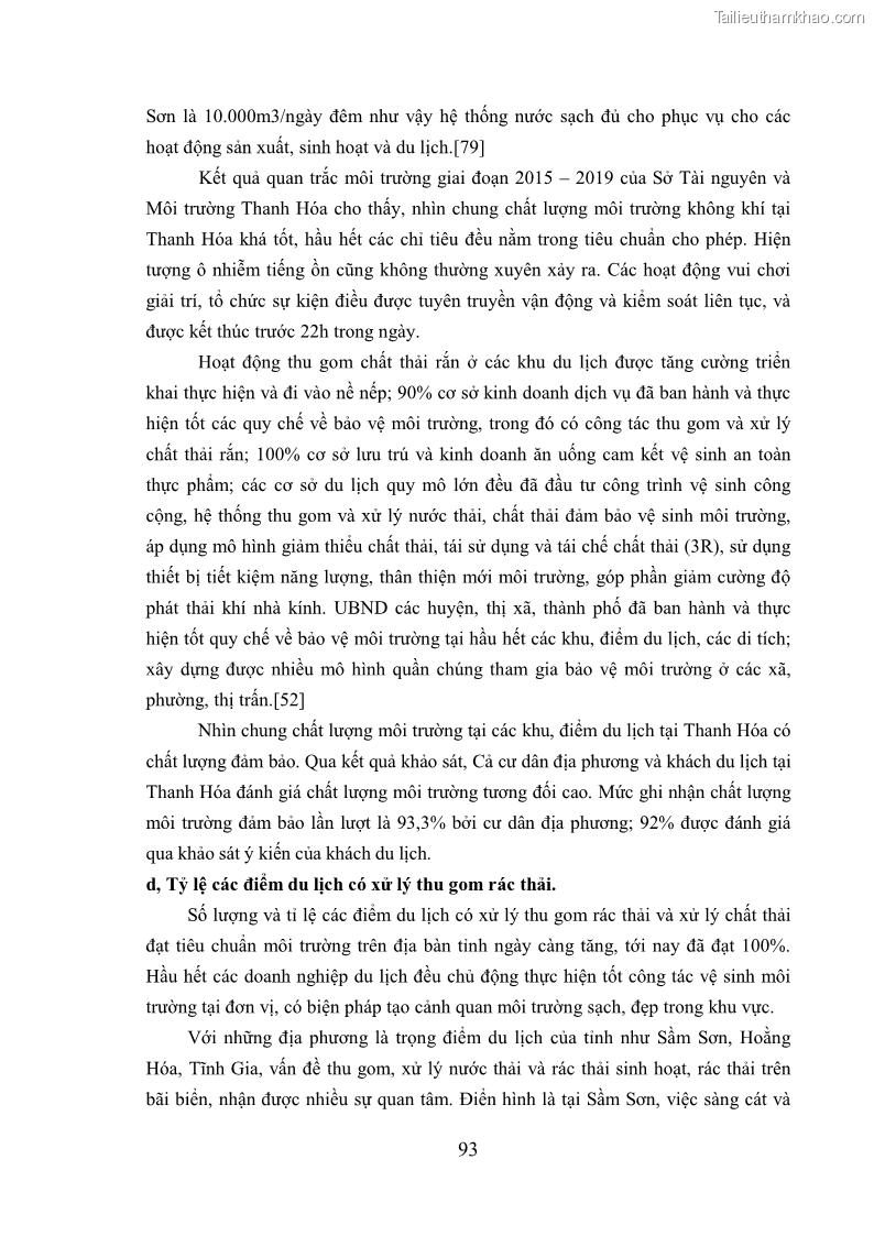 Luận án tiến sĩ kinh tế Phát triển bền vững du lịch tại Thanh Hóa - 9 Trang 103