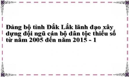 Đảng bộ tỉnh Đắk Lắk lãnh đạo xây dựng đội ngũ cán bộ dân tộc thiểu số từ năm 2005 đến năm 2015 - 1