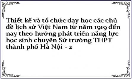 Thiết kế và tổ chức dạy học các chủ đề lịch sử Việt Nam từ năm 1919 đến nay theo hướng phát triển năng lực học sinh chuyên Sử trường THPT thành phố Hà Nội - 2