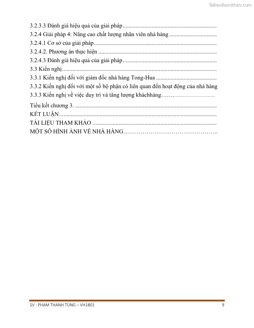 Khóa luận tốt nghiệp văn hóa du lịch Tìm hiểu chất lượng dịch vụ ở nhà hàng Tong Hua, Hải Phòng - 1 Trang 9
