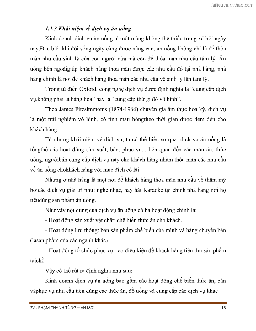 Khóa luận tốt nghiệp văn hóa du lịch Tìm hiểu chất lượng dịch vụ ở nhà hàng Tong Hua, Hải Phòng - 2 Trang 13