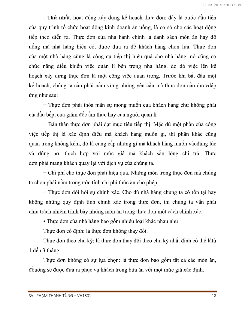 Khóa luận tốt nghiệp văn hóa du lịch Tìm hiểu chất lượng dịch vụ ở nhà hàng Tong Hua, Hải Phòng - 2 Trang 18
