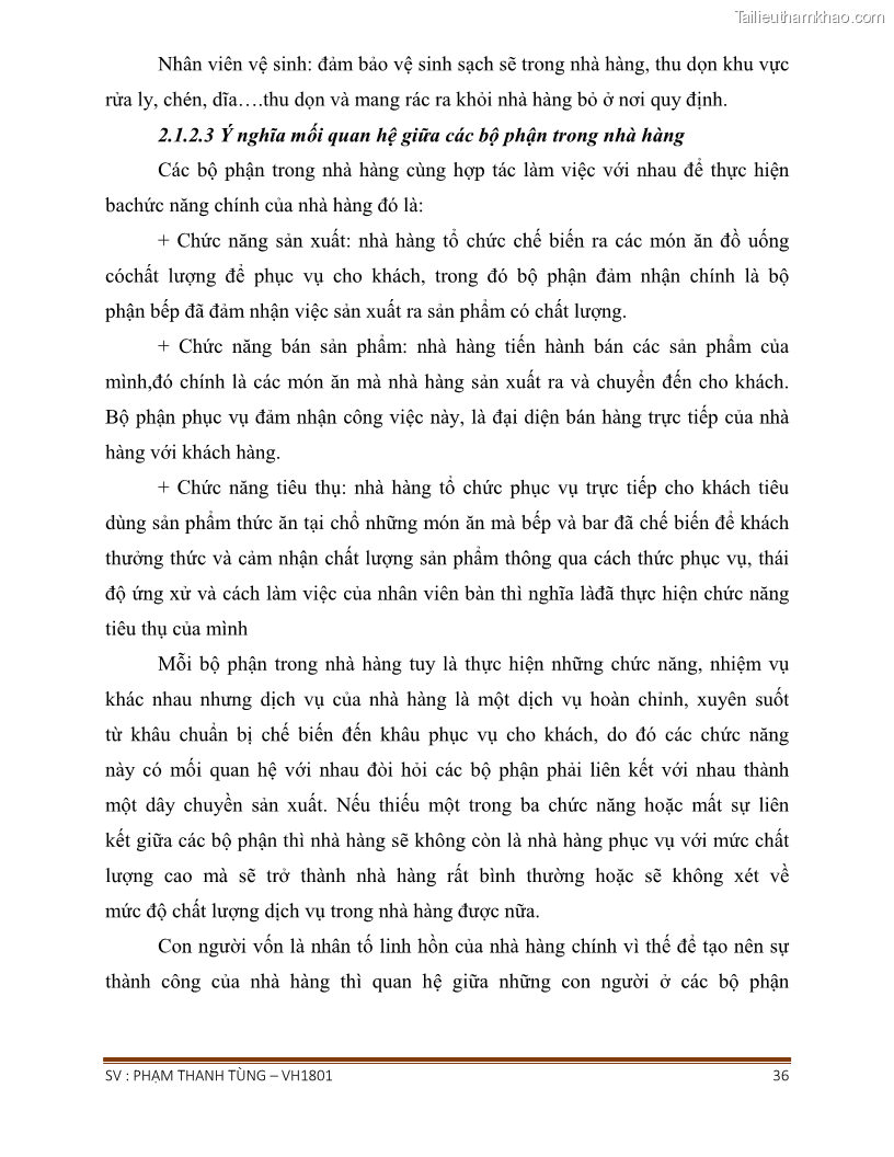Khóa luận tốt nghiệp văn hóa du lịch Tìm hiểu chất lượng dịch vụ ở nhà hàng Tong Hua, Hải Phòng - 3 Trang 36