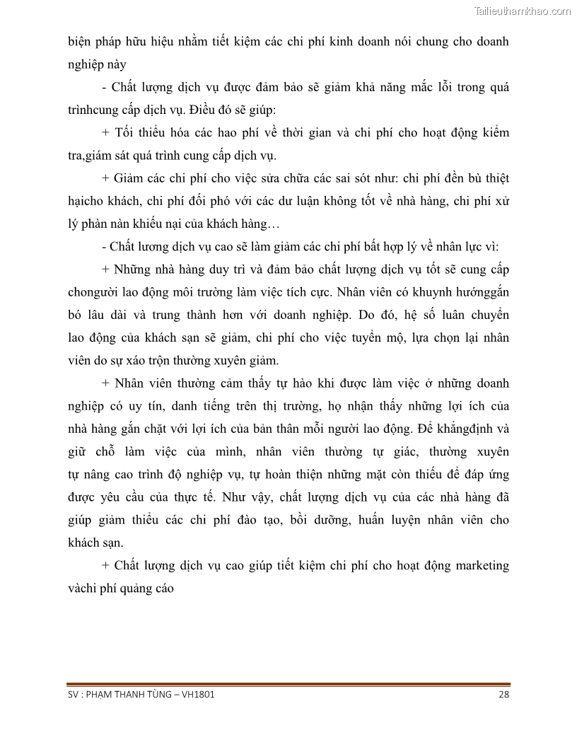 Khóa luận tốt nghiệp văn hóa du lịch Tìm hiểu chất lượng dịch vụ ở nhà hàng Tong Hua, Hải Phòng - 3 Trang 28