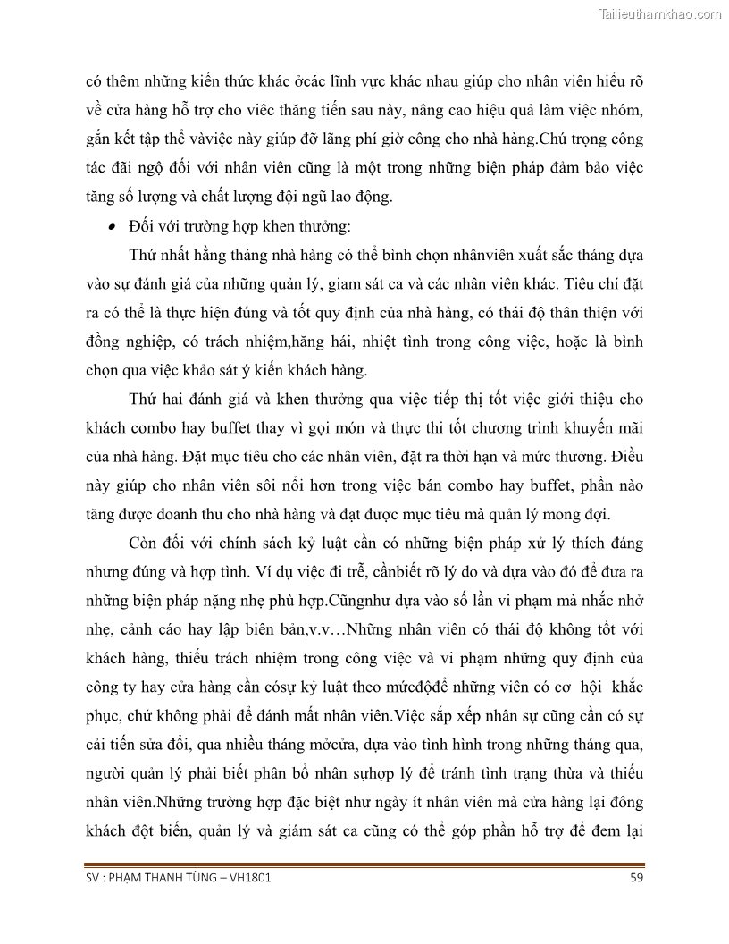 Khóa luận tốt nghiệp văn hóa du lịch Tìm hiểu chất lượng dịch vụ ở nhà hàng Tong Hua, Hải Phòng - 5 Trang 59