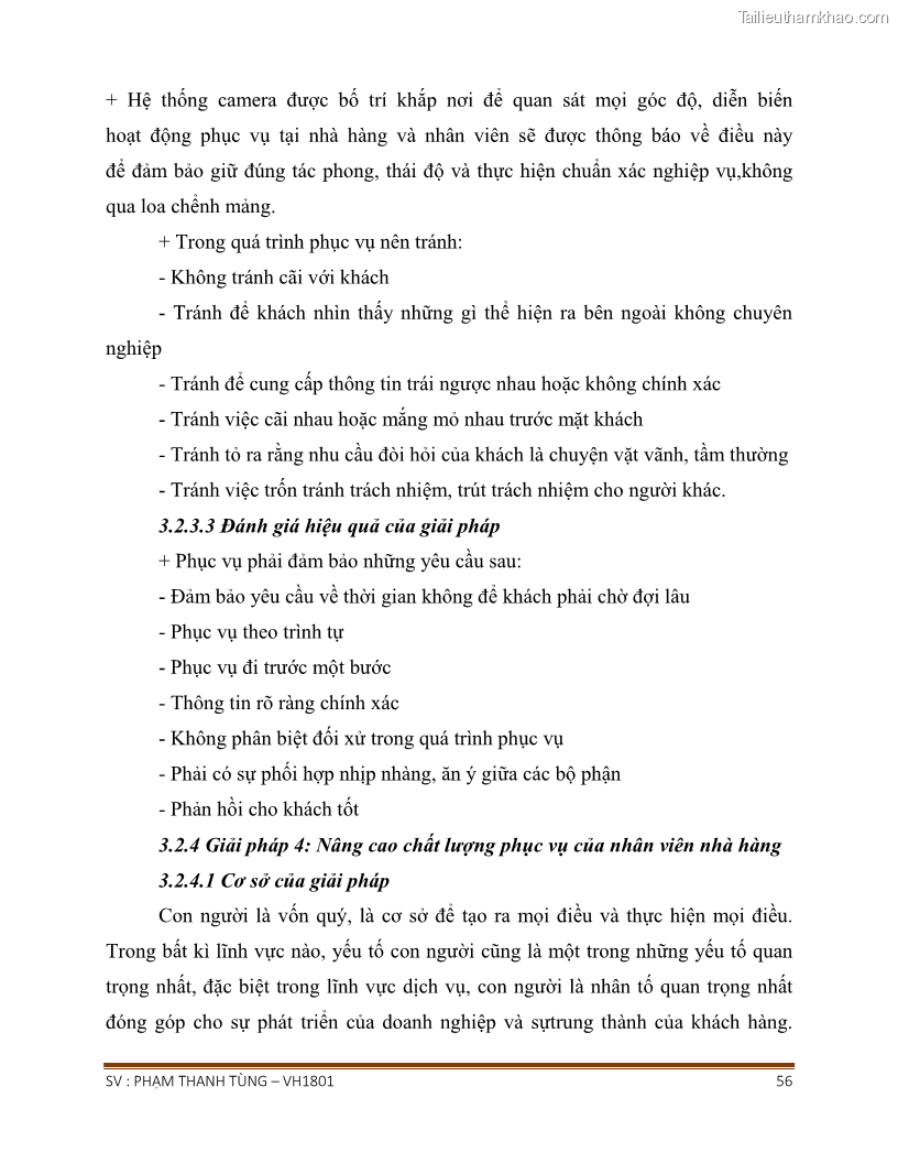 Khóa luận tốt nghiệp văn hóa du lịch Tìm hiểu chất lượng dịch vụ ở nhà hàng Tong Hua, Hải Phòng - 5 Trang 56