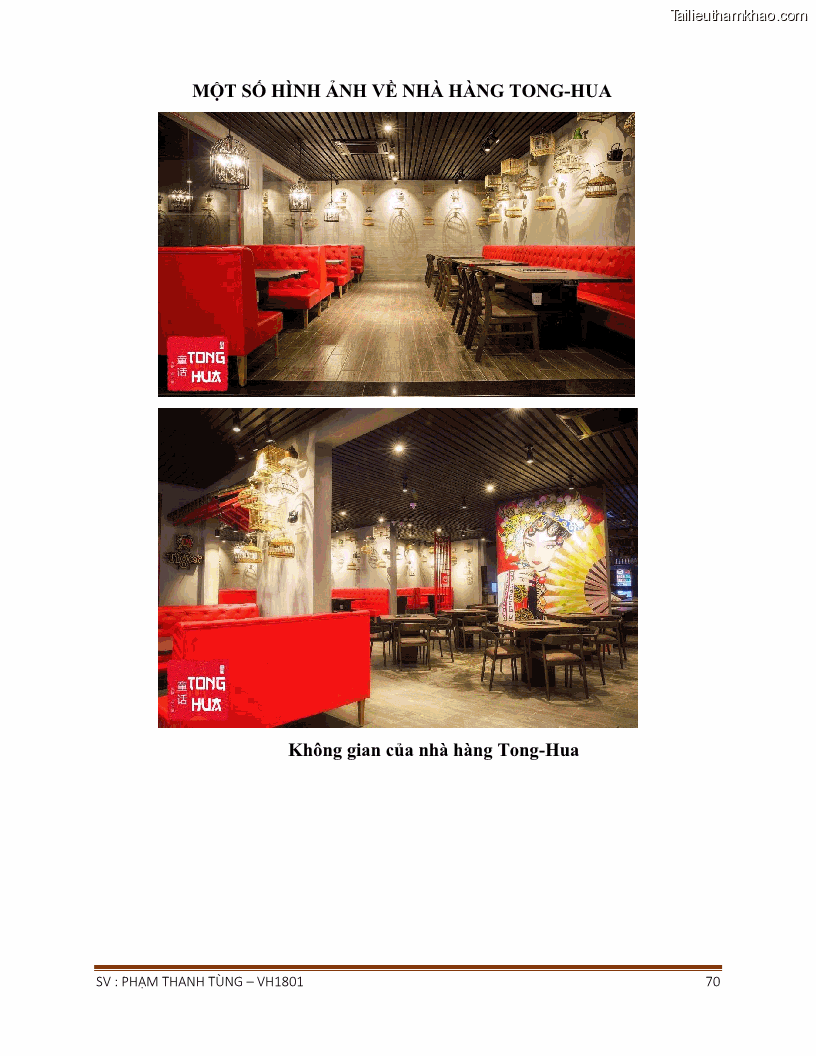 Khóa luận tốt nghiệp văn hóa du lịch Tìm hiểu chất lượng dịch vụ ở nhà hàng Tong Hua, Hải Phòng - 6 Trang 70