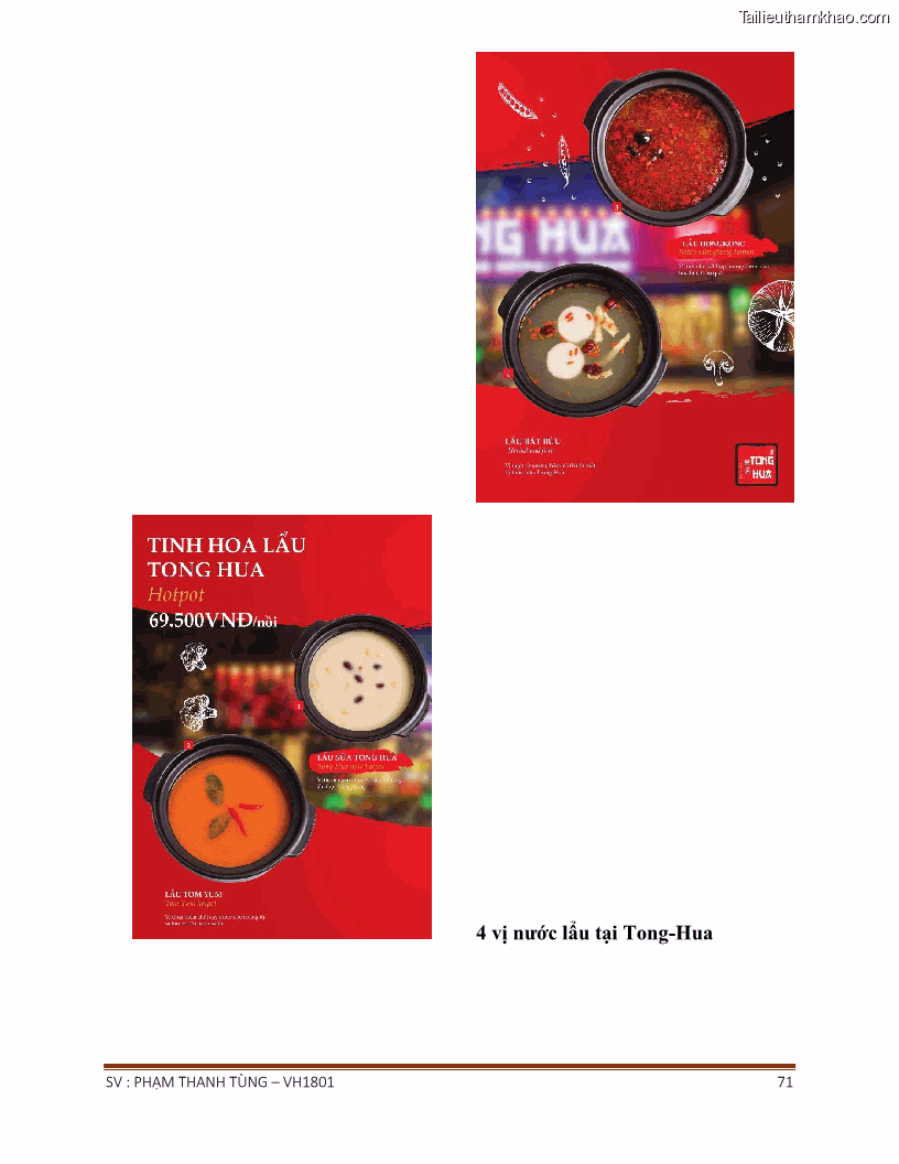 Khóa luận tốt nghiệp văn hóa du lịch Tìm hiểu chất lượng dịch vụ ở nhà hàng Tong Hua, Hải Phòng - 6 Trang 71